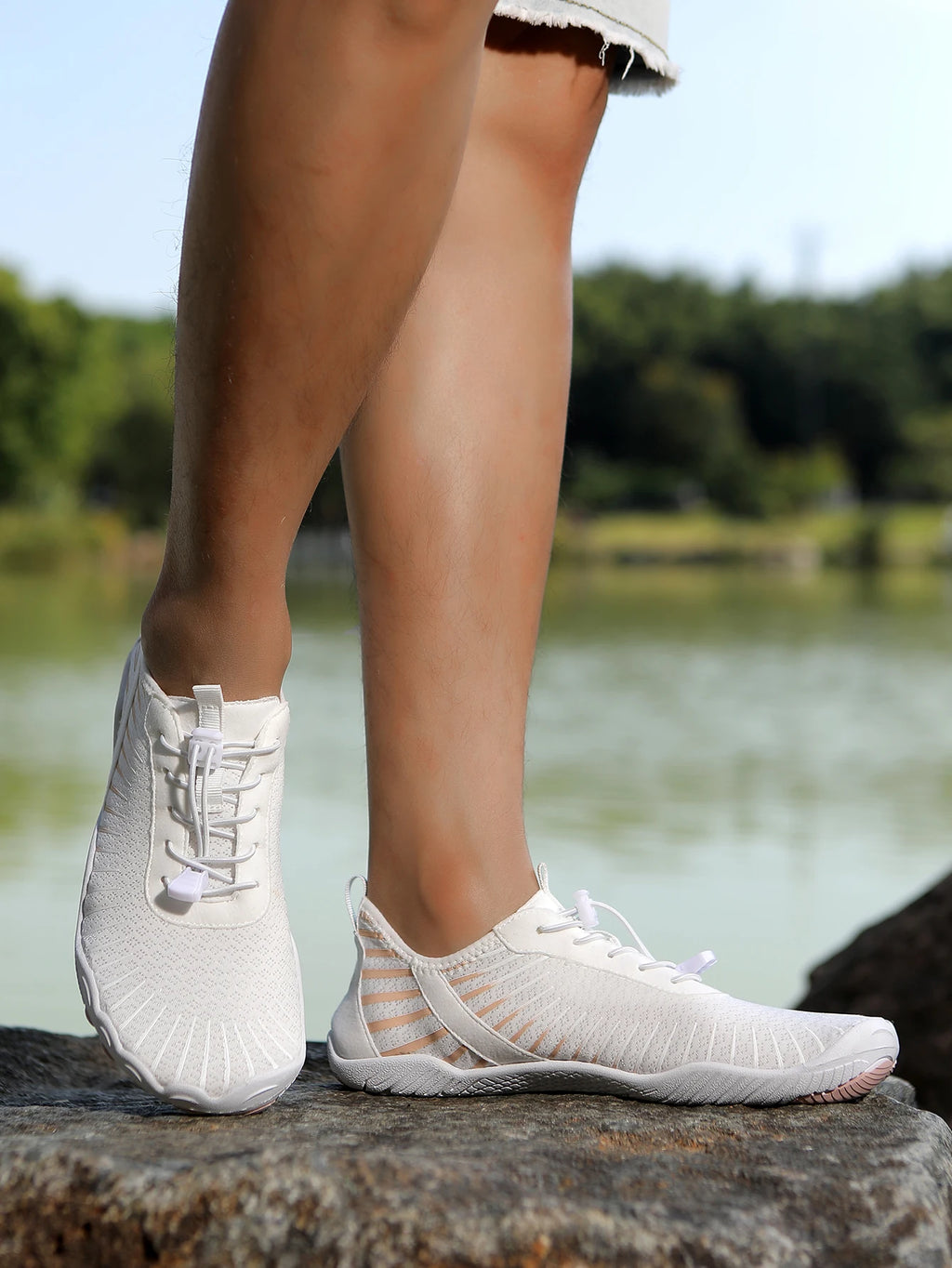 Men's Water Shoes - Mesh Lace-Up Aqua Shoes