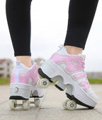 Women's Roller Skate Shoes - Four-Wheel Lace-Up Pair