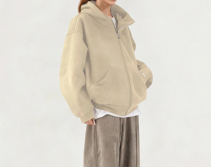 Women's Zip Hoodie - Loose Polyester Layer