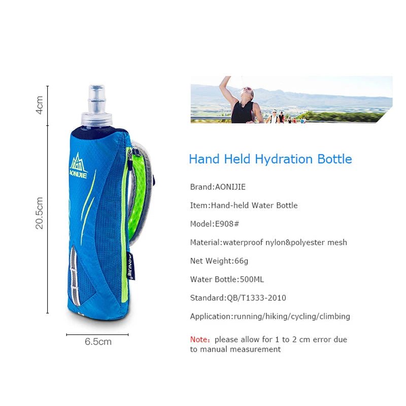 AONIJIE E908 500ml Running Hand - held Water Bottle Kettle Holder Wrist Storage Bag Hydration Pack Hydra Fuel Soft Flask MarathonEstaliosFitEstaliosFit183652086;20260421;1776809358QoCSs