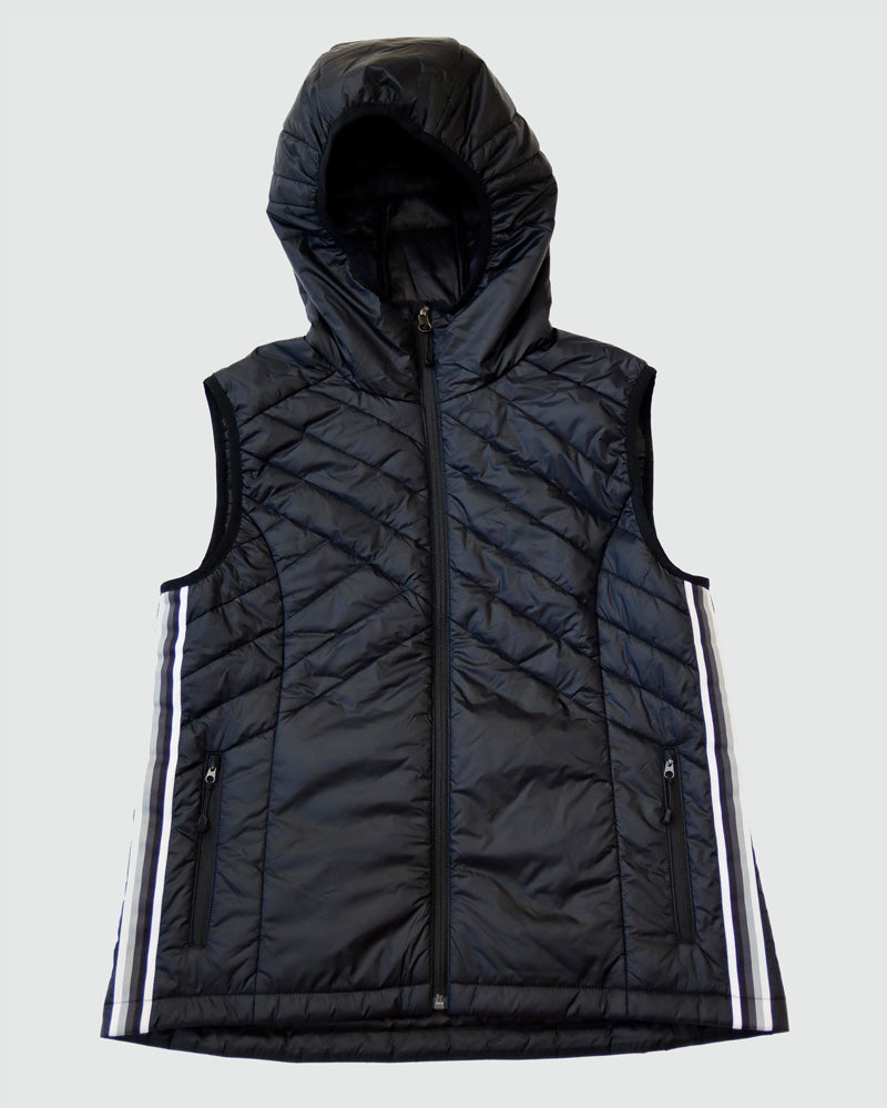 Hooded Down Vest – Goal Five Powerstripe