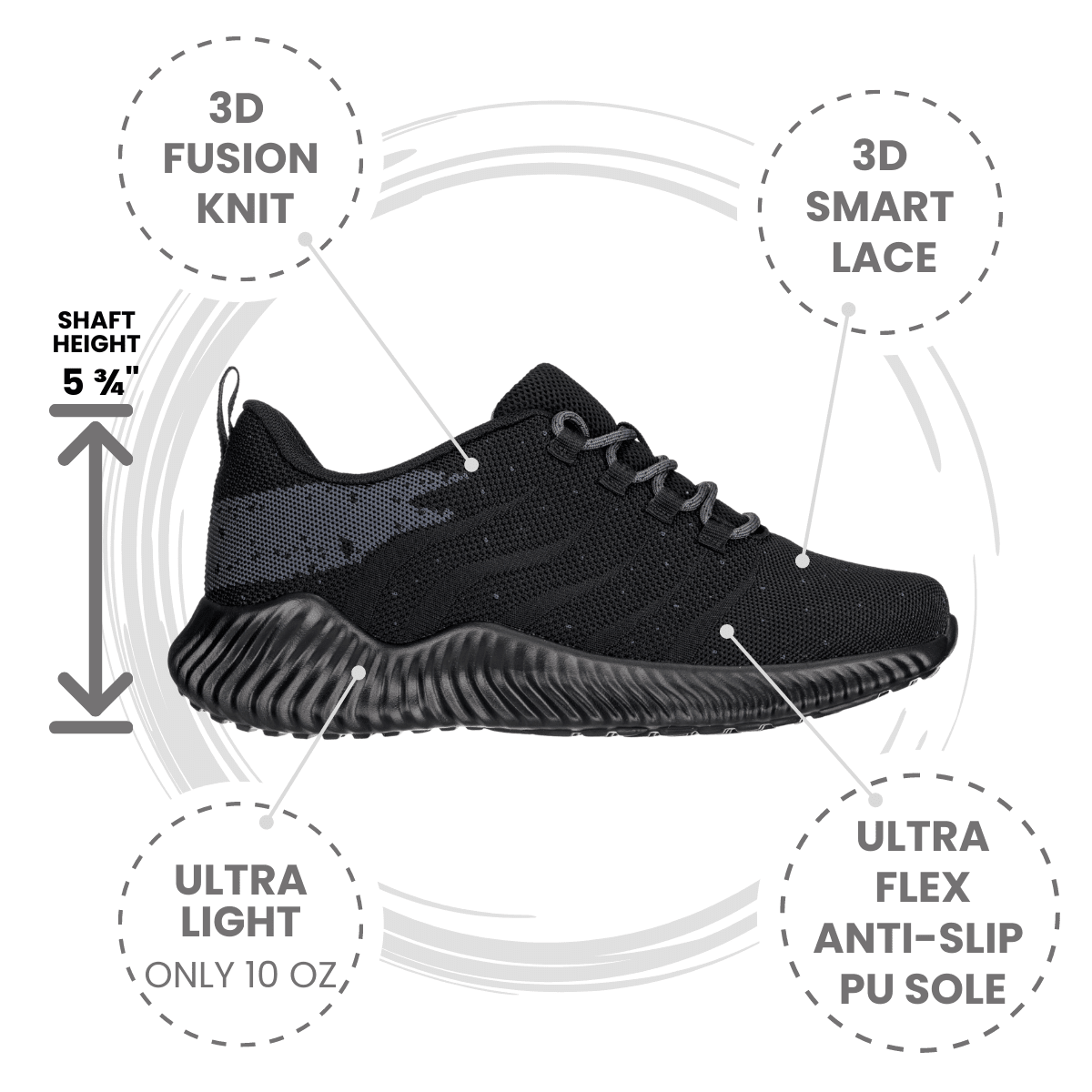 CALTO - Q216 - 2.8 Inches Taller (Black/Grey) - Ultra LightweightTallmenshoes.comSneakers / AthleticsEstaliosFitQ216-6