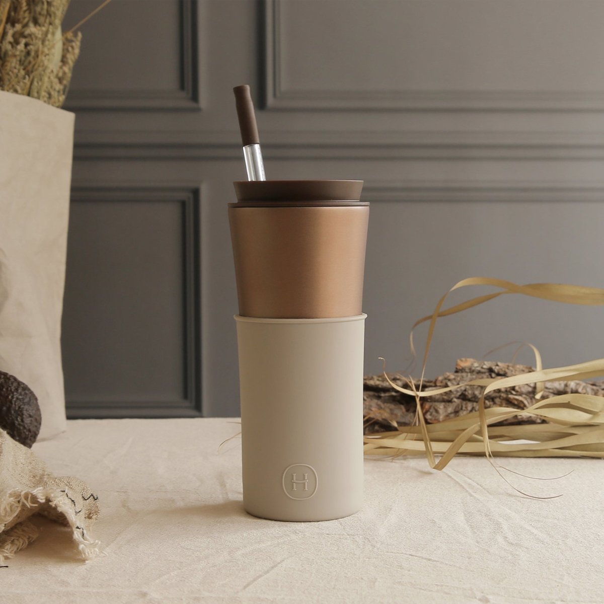 Cedar Travel Mug - Eucalyptus 15 OzHYDY® Reusable Water Bottles With InfuserTravel MugEstaliosFitTMCD_P7535U