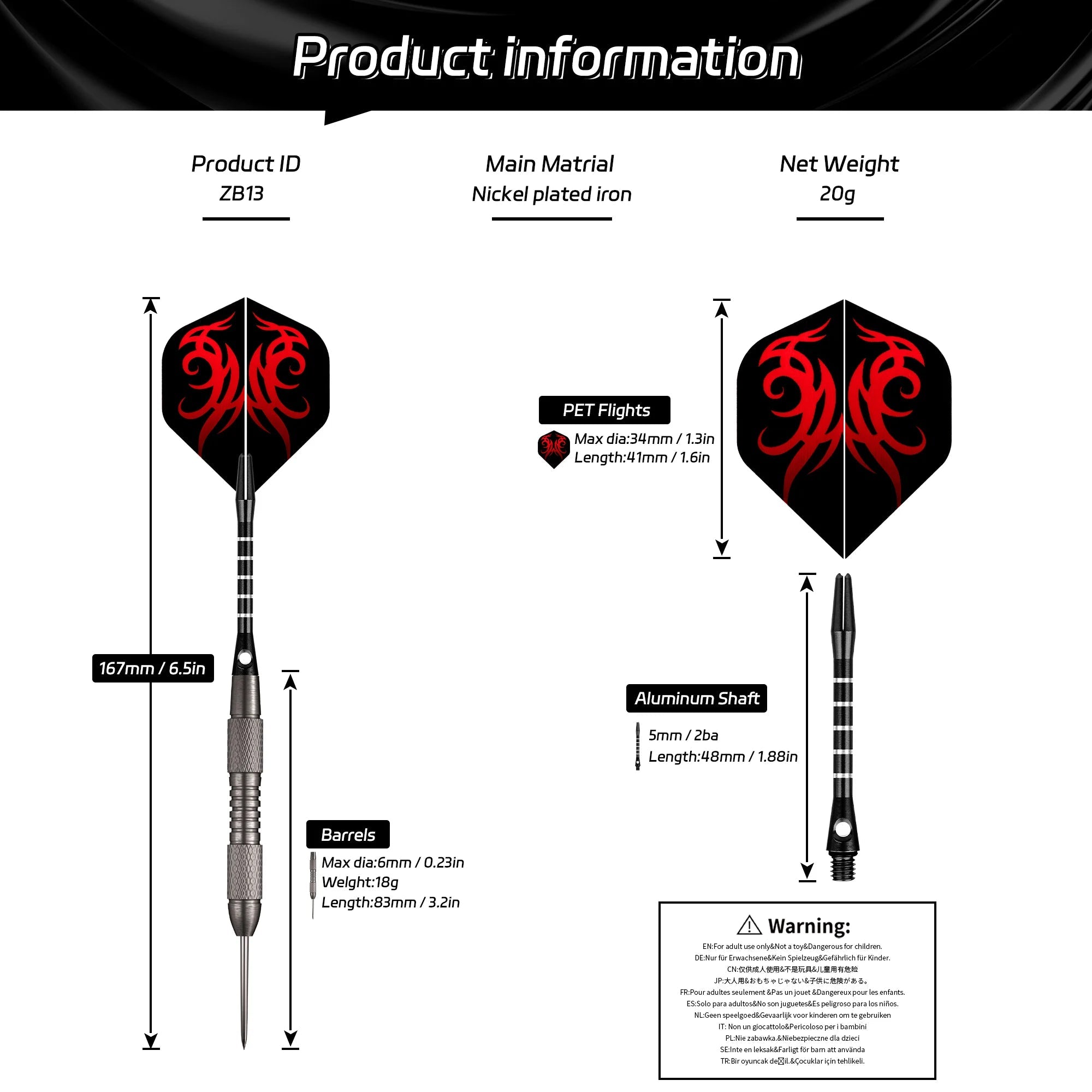 CyeeLife 3Pcs 20g Professional Hard Dart Total Length 167mm Steel Tip Darts Barrel Dart Aluminum Shaft Darts FlightsEstaliosFitEstaliosFit183651631;20260421;1776809255jhN4c
