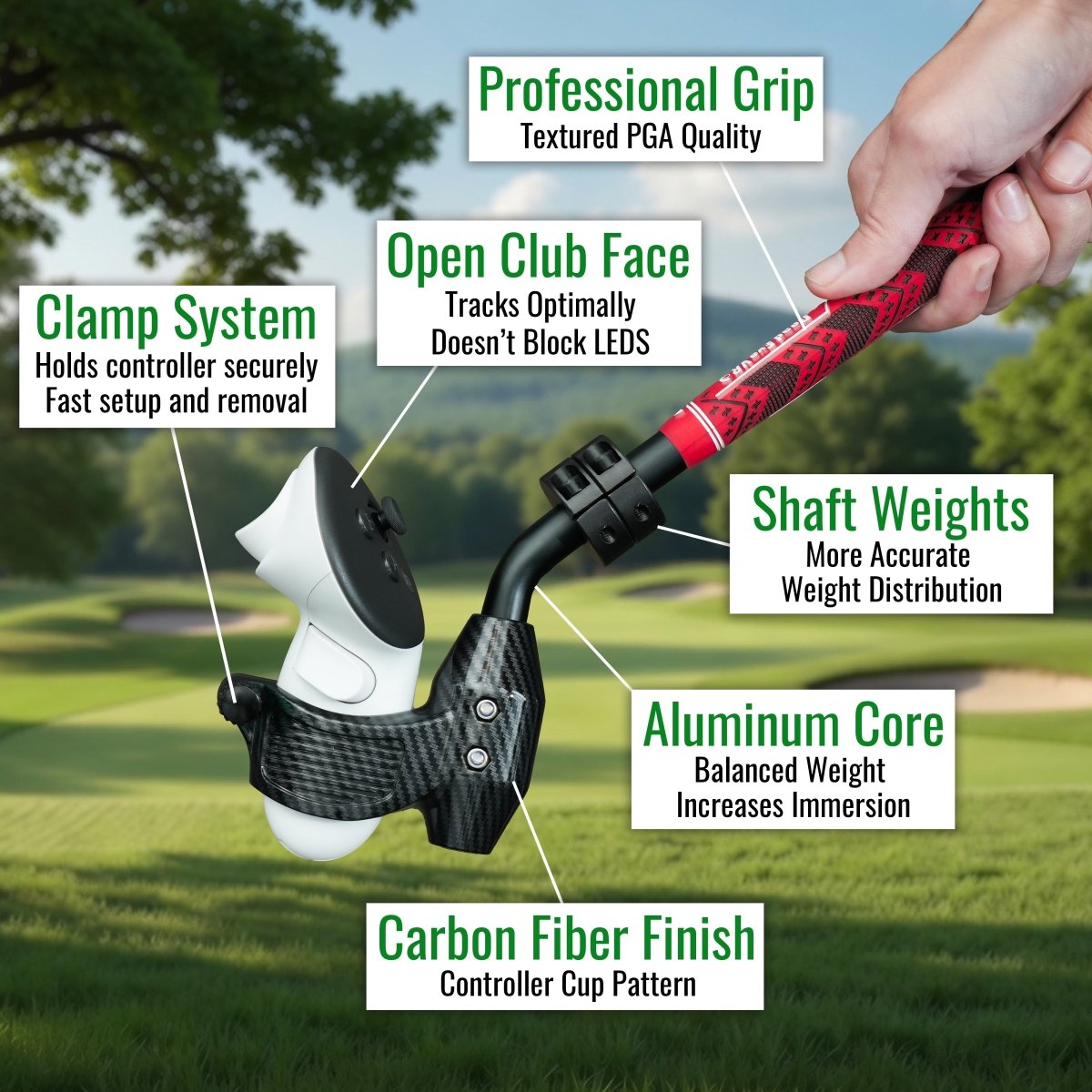 DriVR Ace - VR Golf Club Handle Accessory - Compatible with Quest 3/3s and ProDeadEyeVREstaliosFitDriVRAce