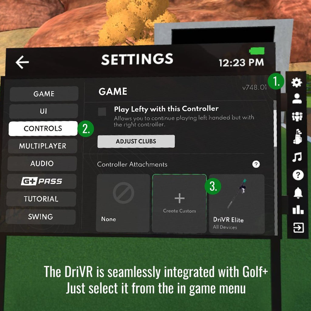 DriVR Elite - Adjustable VR Weighted Golf Club Handle Accessory - Compatible with Quest 2, 3/3s, and ProDeadEyeVREstaliosFitEliteCarbon