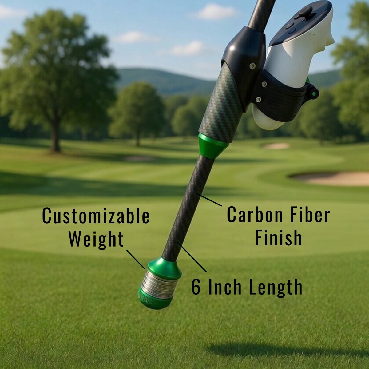 DriVR Elite - Adjustable VR Weighted Golf Club Handle Accessory - Compatible with Quest 2, 3/3s, and ProDeadEyeVREstaliosFitEliteCarbon