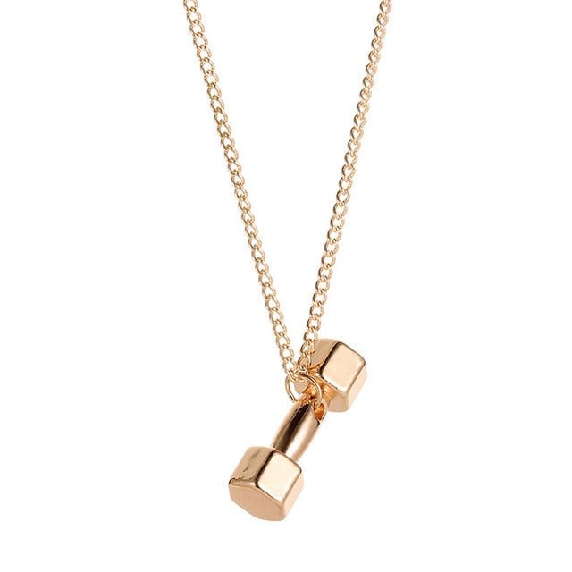 Dumbbell Pendant Fitness Necklace — Bodybuilding Jewelry.