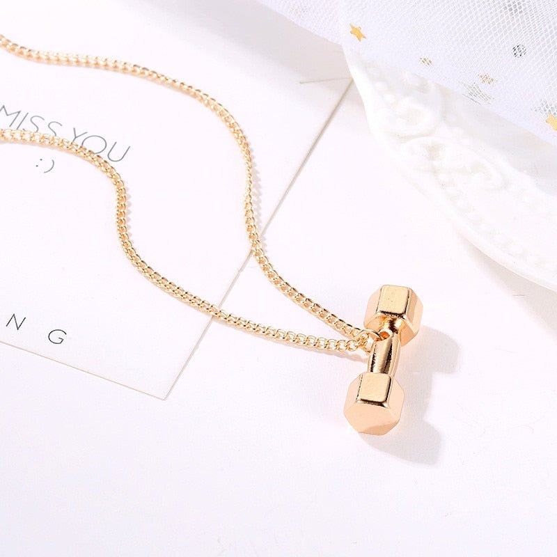 Dumbbell Pendant Fitness Necklace — Bodybuilding Jewelry.