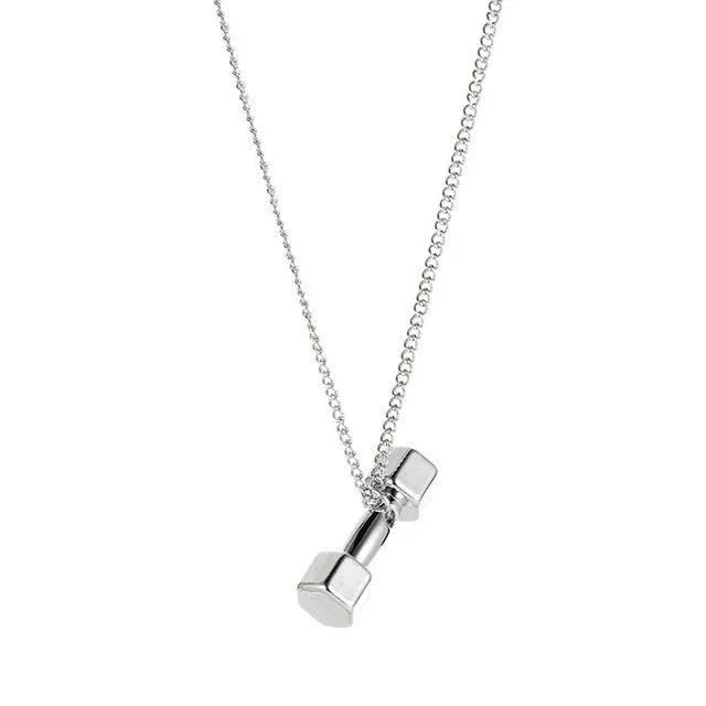 Dumbbell Pendant Fitness Necklace — Bodybuilding Jewelry.