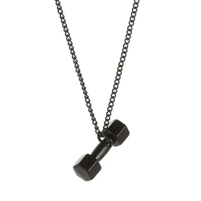 Dumbbell Pendant Fitness Necklace — Bodybuilding Jewelry.