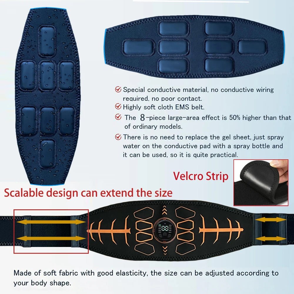 Electronic Abs Stimulator Smart Muscle Toner EMS Abdominal Toning Belt Body Massage Fitness Strength Training Workout EquipmentEstaliosFitEstaliosFit184448041;2026057;1778180116EkfiX