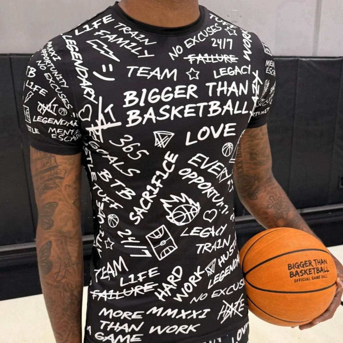 Emotions - Performance Compression T-Shirt - BlackBigger Than BasketballEstaliosFitsku-50687595610409