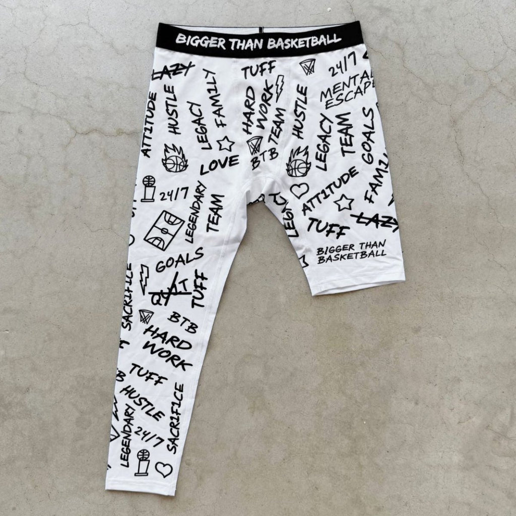 Emotions - Single - Leg Compression Tights - Right - WhiteBigger Than BasketballEstaliosFitsku-50687737332009