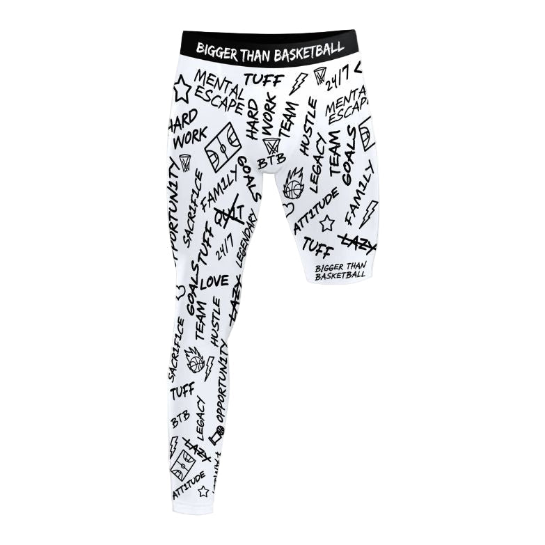 Emotions - Single - Leg Compression Tights - Right - WhiteBigger Than BasketballEstaliosFitsku-50687737332009