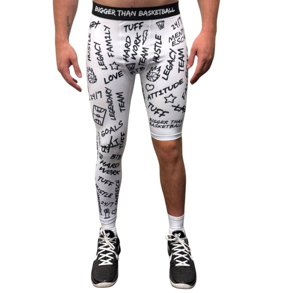 Emotions - Single - Leg Compression Tights - Right - WhiteBigger Than BasketballEstaliosFitsku-50687737332009