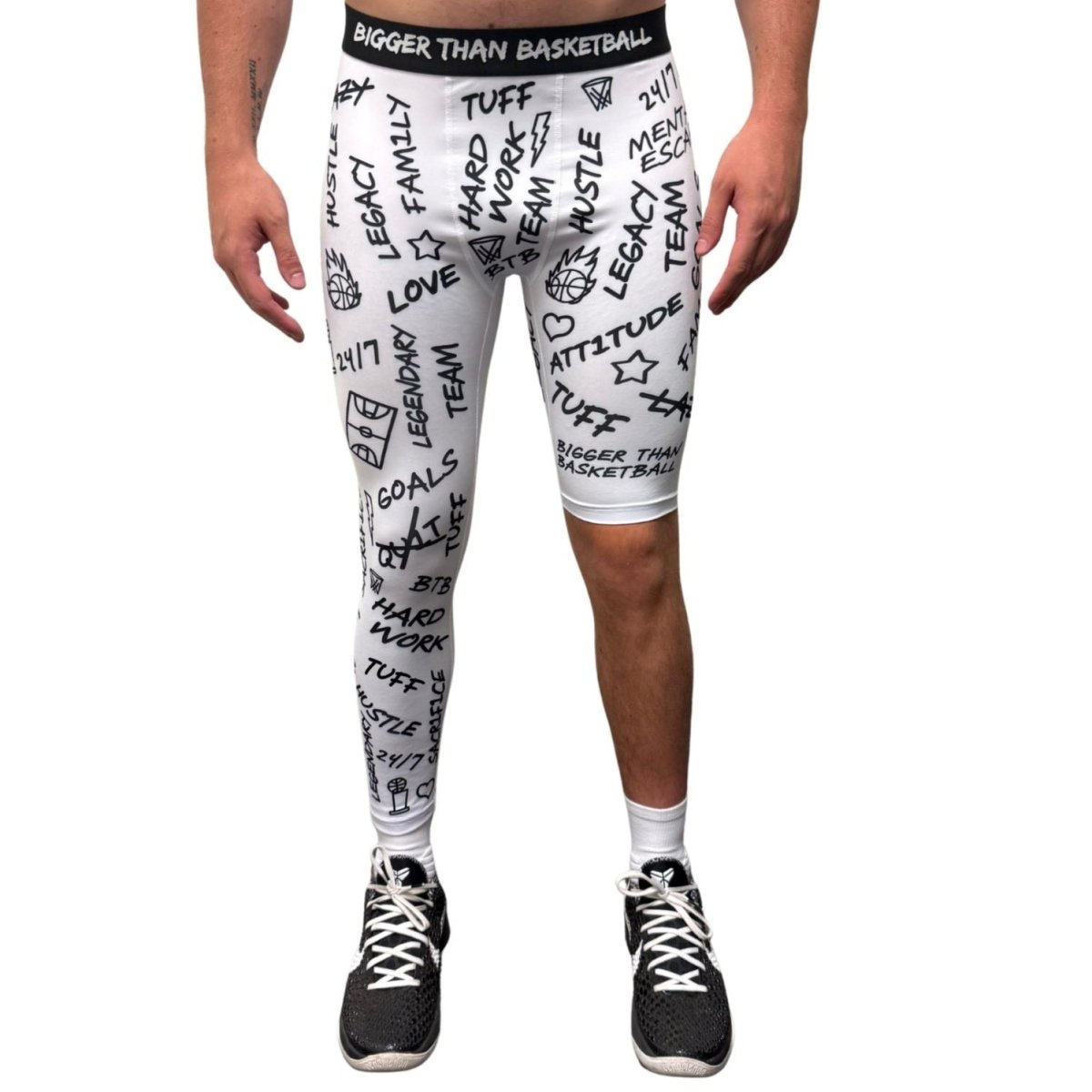 Emotions - Single - Leg Compression Tights - Right - WhiteBigger Than BasketballEstaliosFitsku-50687737332009