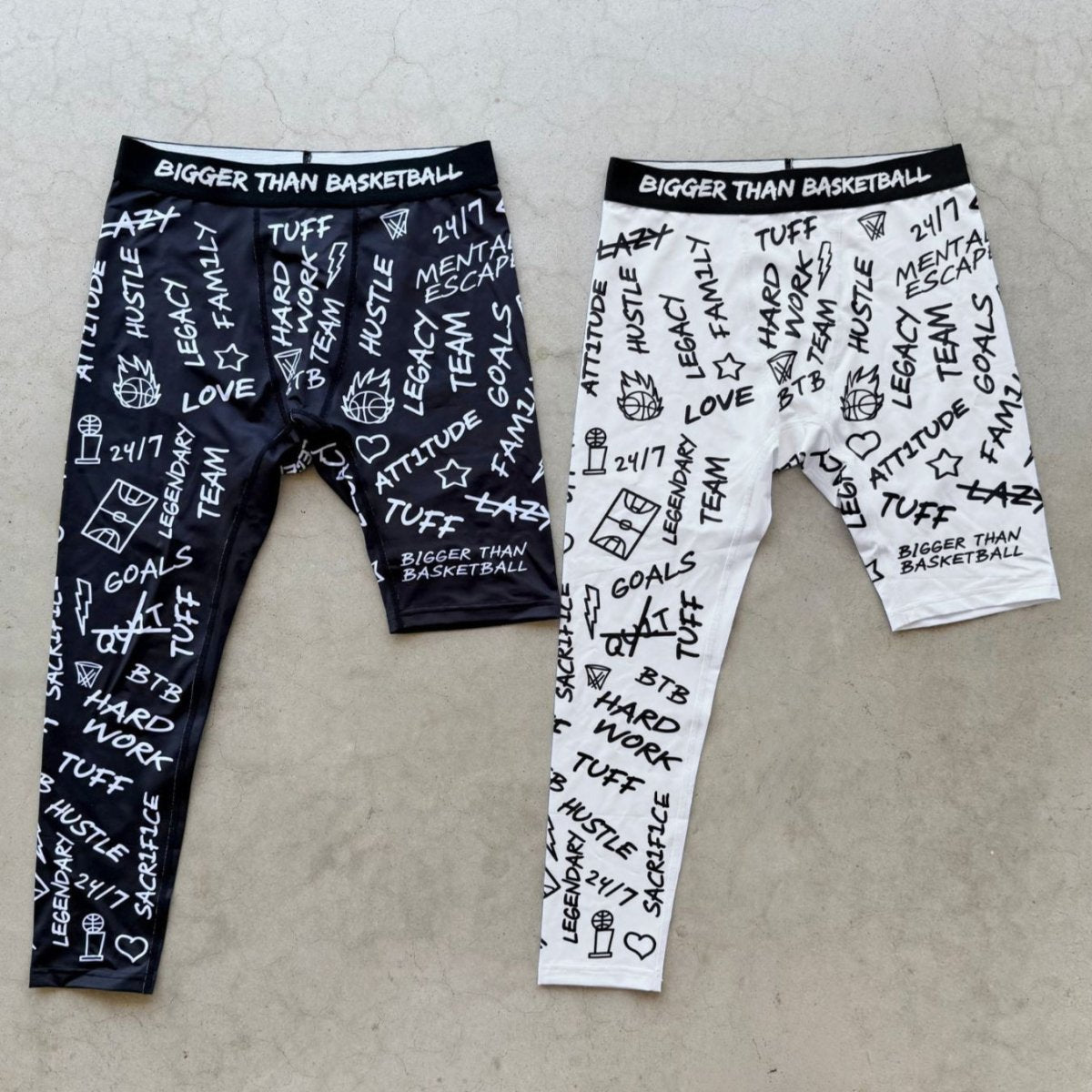 Emotions - Single - Leg Compression Tights - Right - WhiteBigger Than BasketballEstaliosFitsku-50687737332009