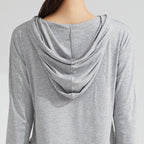 Women's Long-Sleeve Yoga Hoodie — Quick-Dry Nylon Fitness Top.
