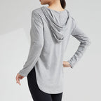 Women's Long-Sleeve Yoga Hoodie — Quick-Dry Nylon Fitness Top.