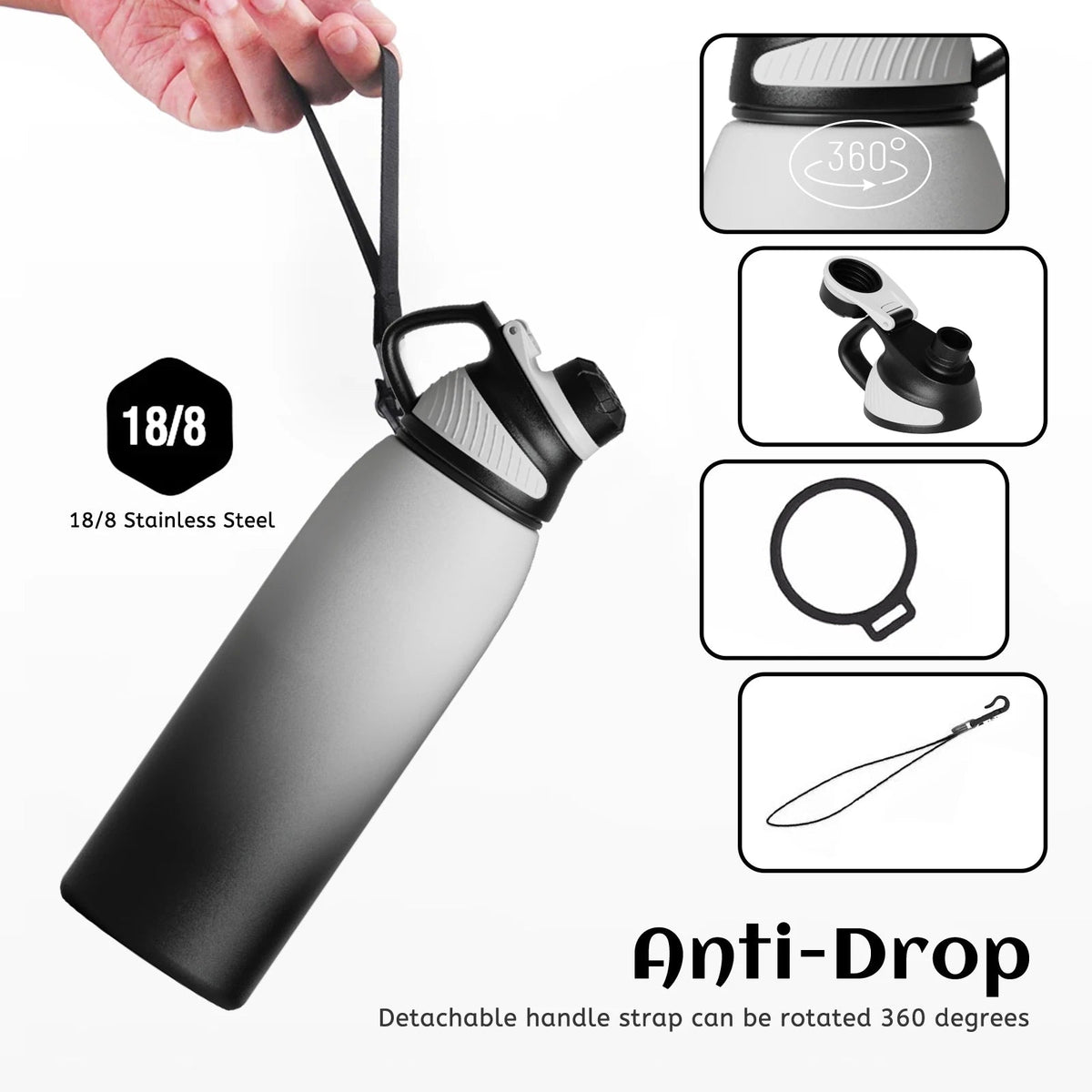 FEIJIAN - Stainless Steel Thermo Bottle with Magnetic Lid, Insulated Vacuum Flask, Outdoor Sport Water Bottle, Keep Cold, 1500mlEstaliosFitEstaliosFit183652472;20260421;1776809385iROFT