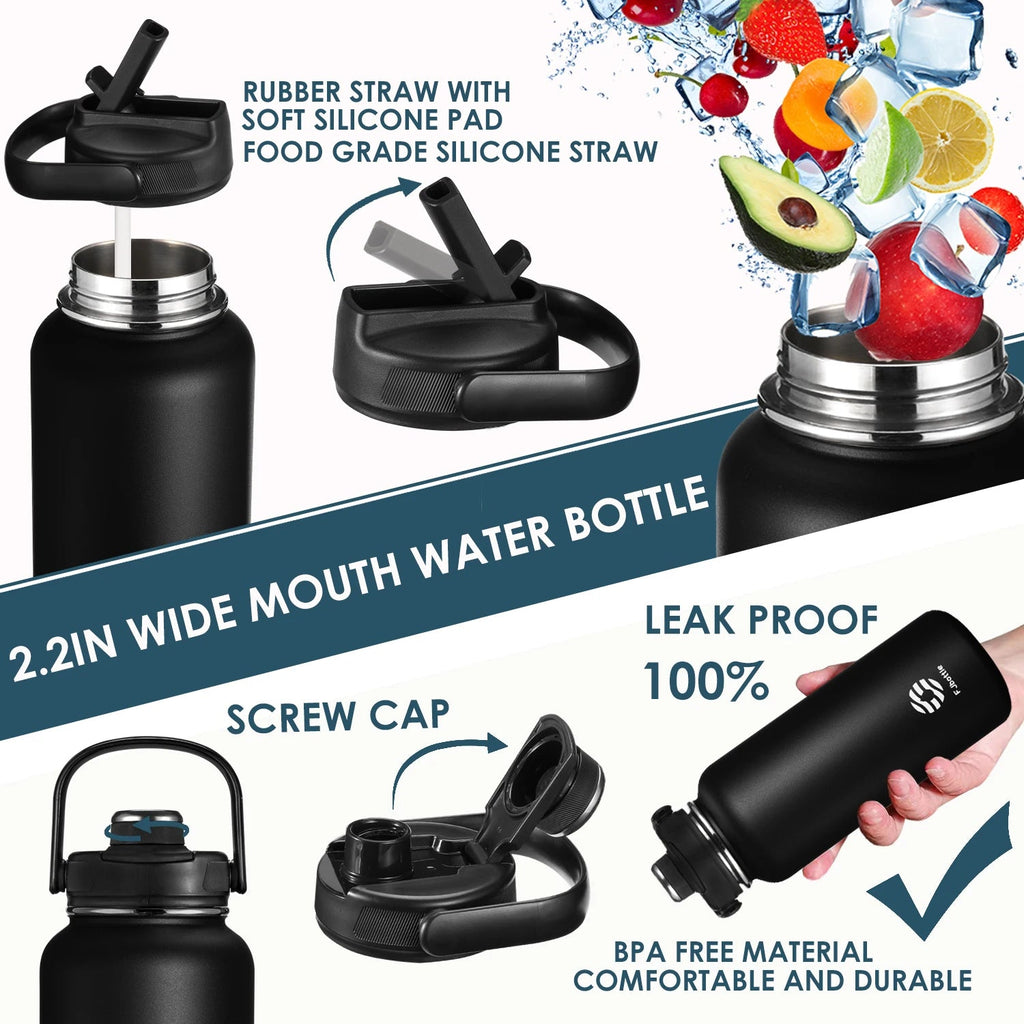 FEIJIAN Thermos Bottle with Straw Sport Stainless Steel Vacuum Flask Insulated Water Bottle with Handle Lid 950/1200mlEstaliosFitEstaliosFit183652501;20260421;1776809386wXv1K