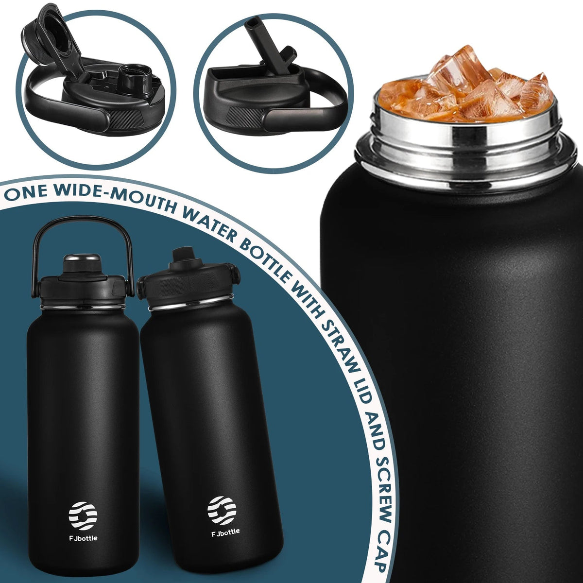 FEIJIAN Thermos Bottle with Straw Sport Stainless Steel Vacuum Flask Insulated Water Bottle with Handle Lid 950/1200mlEstaliosFitEstaliosFit183652501;20260421;1776809386wXv1K