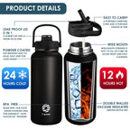 FEIJIAN Thermos Bottle with Straw Sport Stainless Steel Vacuum Flask Insulated Water Bottle with Handle Lid 950/1200mlEstaliosFitEstaliosFit183652501;20260421;1776809386wXv1K