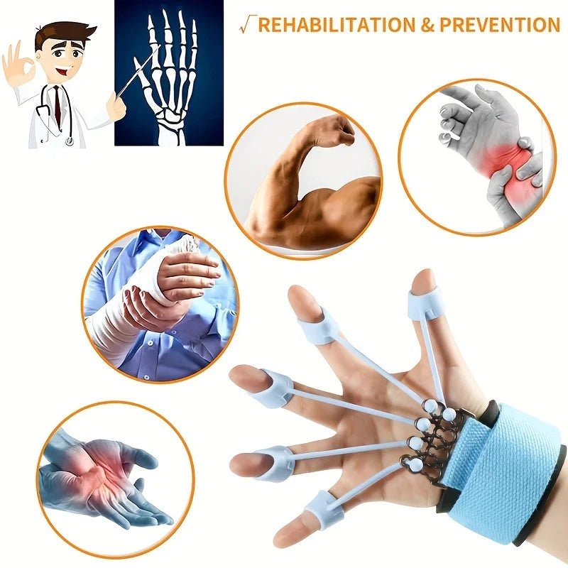 Finger Extensor Exerciser - Silicone Hand Grip Strengthening Trainer with Adjustable Resistance Band, Hand Expander for Enhance.