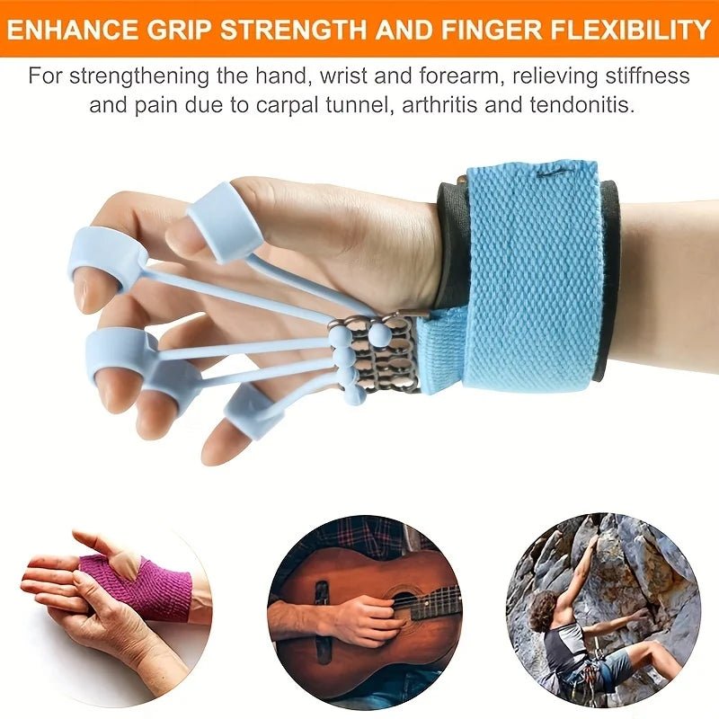 Finger Extensor Exerciser - Silicone Hand Grip Strengthening Trainer with Adjustable Resistance Band, Hand Expander for Enhance.