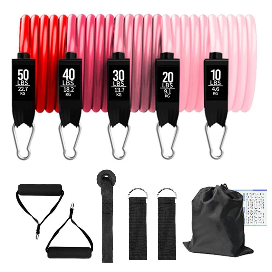 Fitness Resistance Bands Set Yoga 5 Tube Workout Bands Home Exercise Bands with Door Anchor Handles Ankle Straps Gym EquipmentEstaliosFitEstaliosFit184448167;2026057;17781802382BNNq