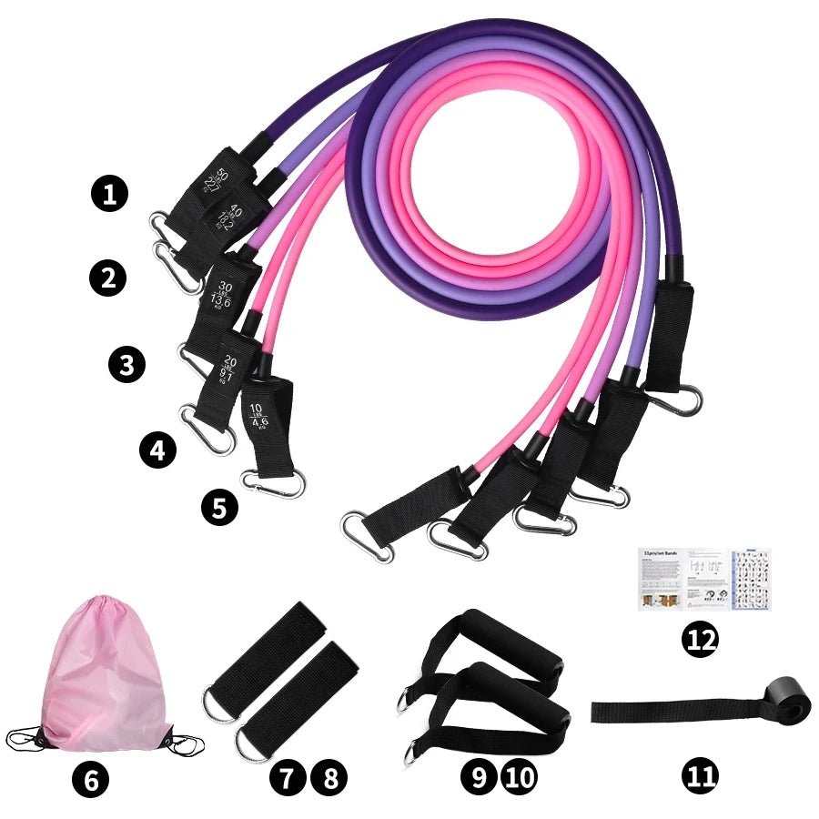 Fitness Resistance Bands Set Yoga 5 Tube Workout Bands Home Exercise Bands with Door Anchor Handles Ankle Straps Gym EquipmentEstaliosFitEstaliosFit184448167;2026057;17781802382BNNq