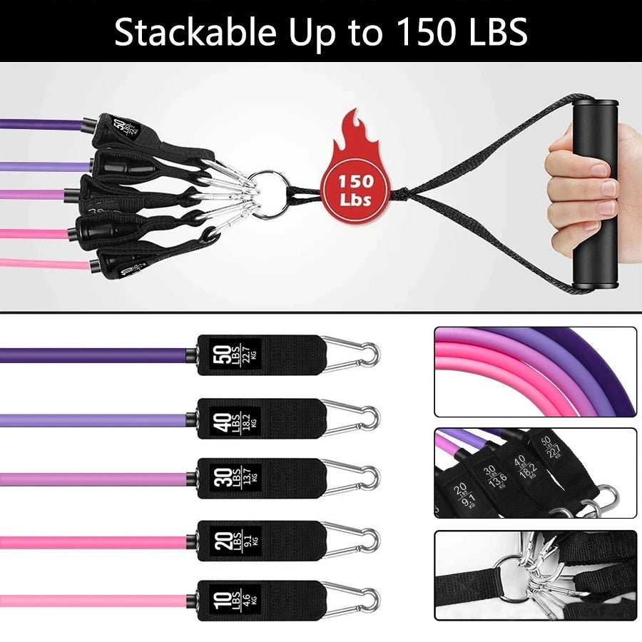 Fitness Resistance Bands Set Yoga 5 Tube Workout Bands Home Exercise Bands with Door Anchor Handles Ankle Straps Gym EquipmentEstaliosFitEstaliosFit184448167;2026057;17781802382BNNq