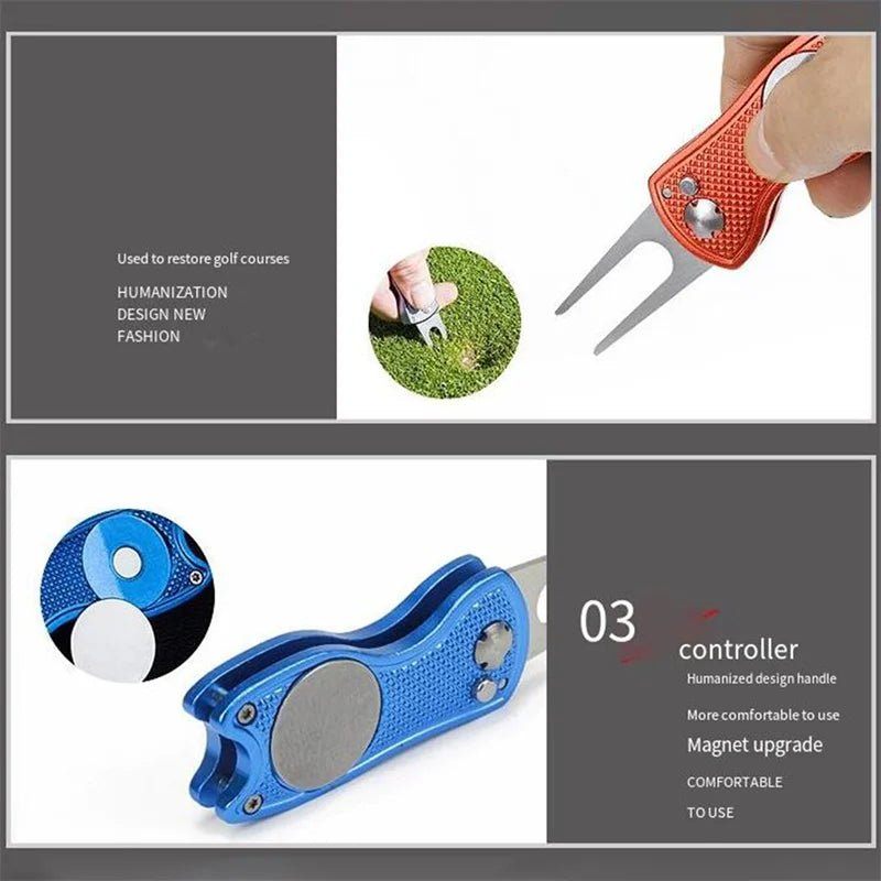 Foldable Golf Divot Repair Tool with Golf Ball Tool Pitch Groove Cleaner Golf Accessories Putting Green Fork Training AidsEstaliosFitEstaliosFit183651766;20260421;1776809331FplhU