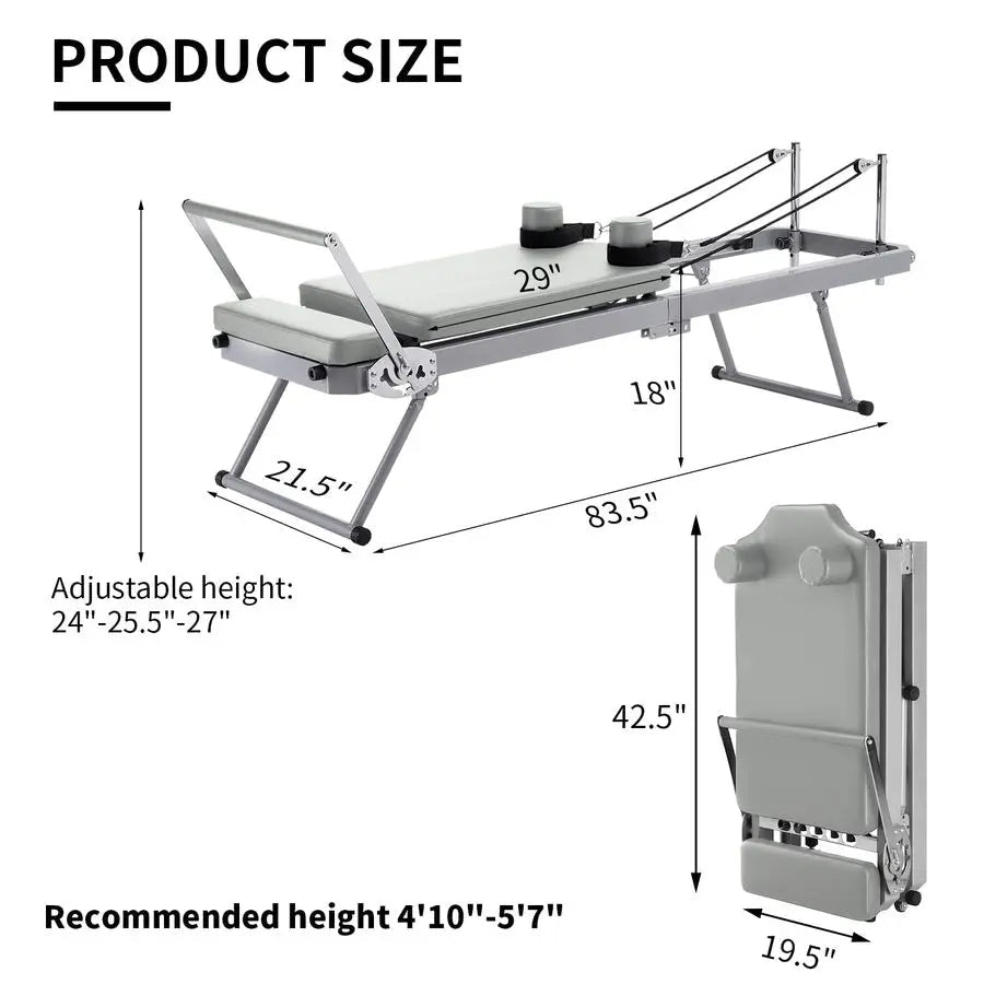 Foldable Pilates Reformer Machine with Adjustable Resistance and WheelsEstaliosFitEstaliosFit184447863;2026057;1778179963DNF5r