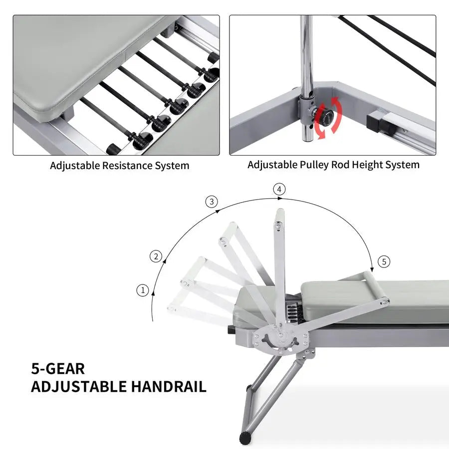 Foldable Pilates Reformer Machine with Adjustable Resistance and WheelsEstaliosFitEstaliosFit184447863;2026057;1778179963DNF5r