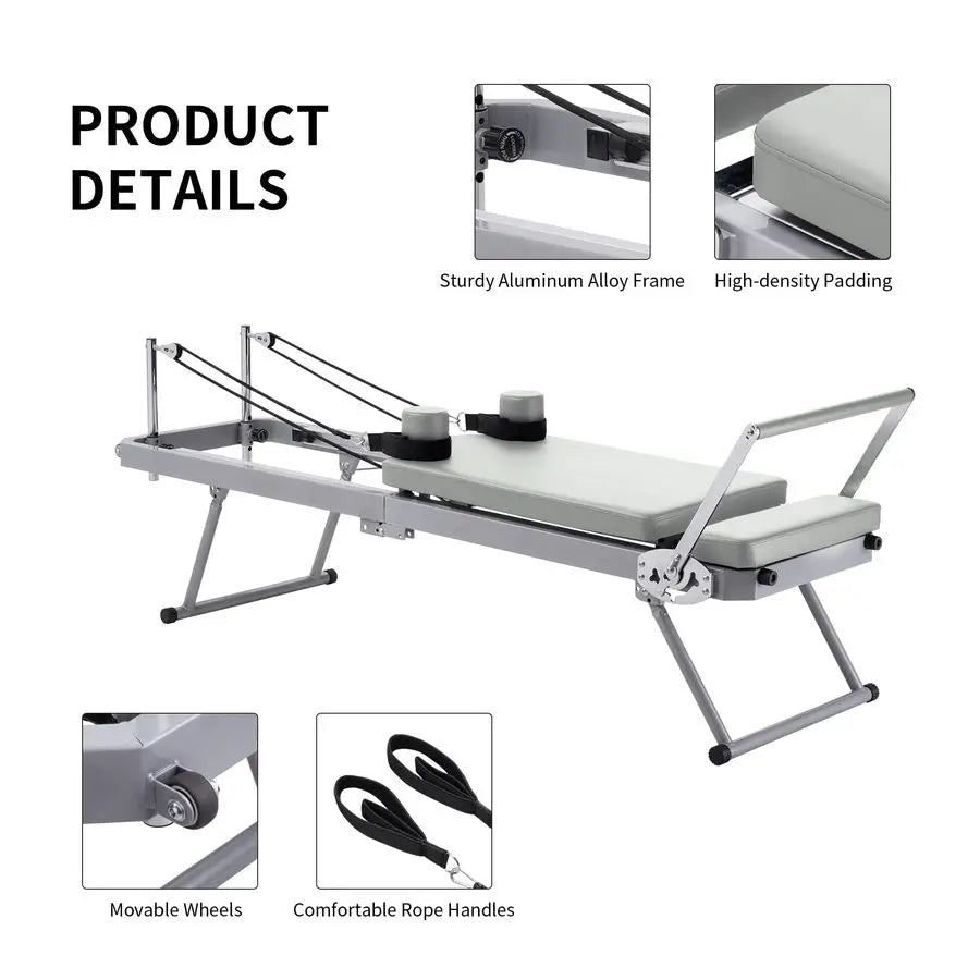 Foldable Pilates Reformer Machine with Adjustable Resistance and WheelsEstaliosFitEstaliosFit184447863;2026057;1778179963DNF5r