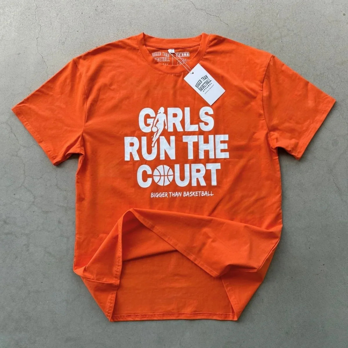 Girls Run The Court - T-Shirt - OrangeBigger Than BasketballEstaliosFitsku-50786038776105