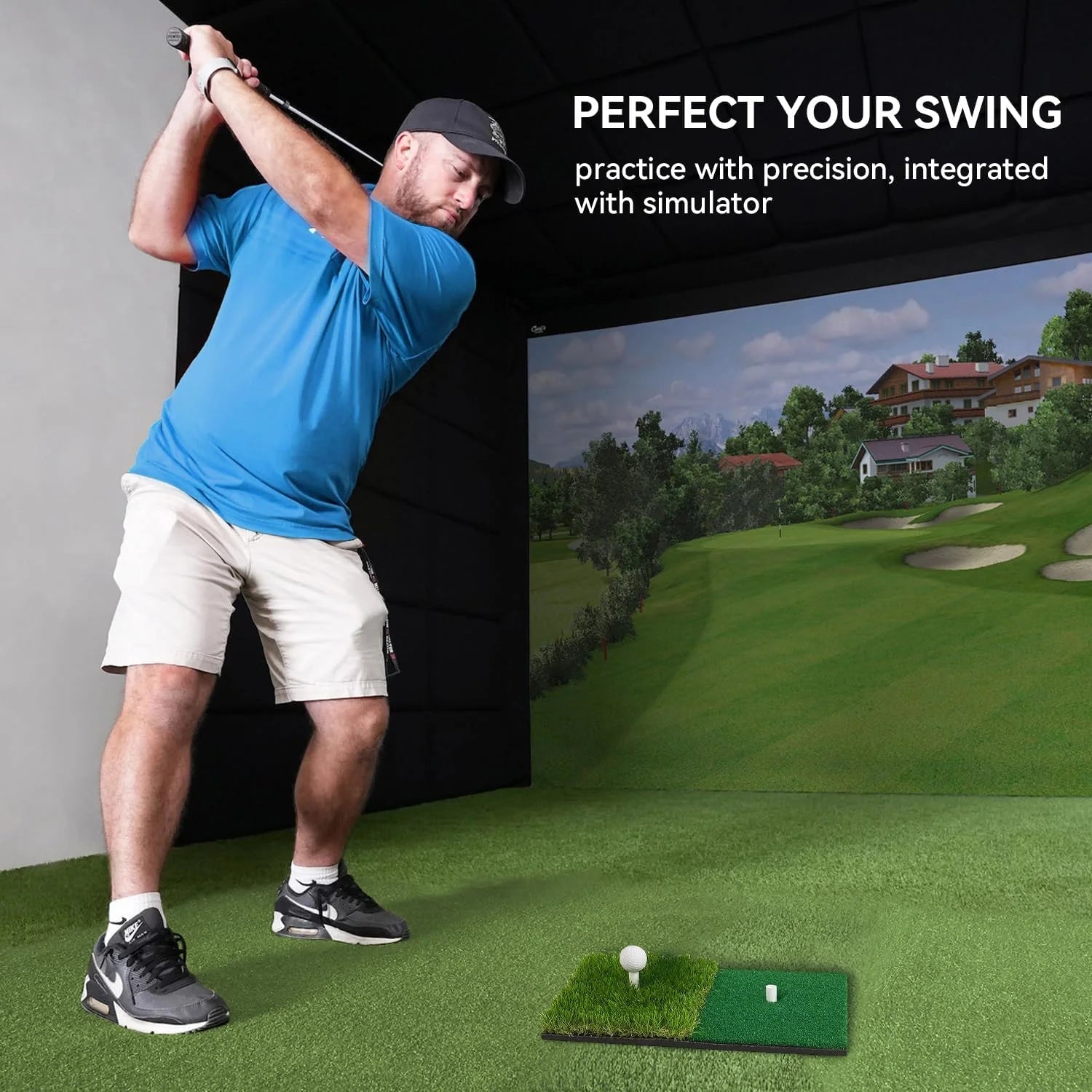 Golf Hitting Mat Artificial Turf Golf Practice Mat with Tee Hole Portable for Training Swing & Chipping in Backyard, Garage, BasEstaliosFitEstaliosFit183651629;20260421;1776809252YPLxZ