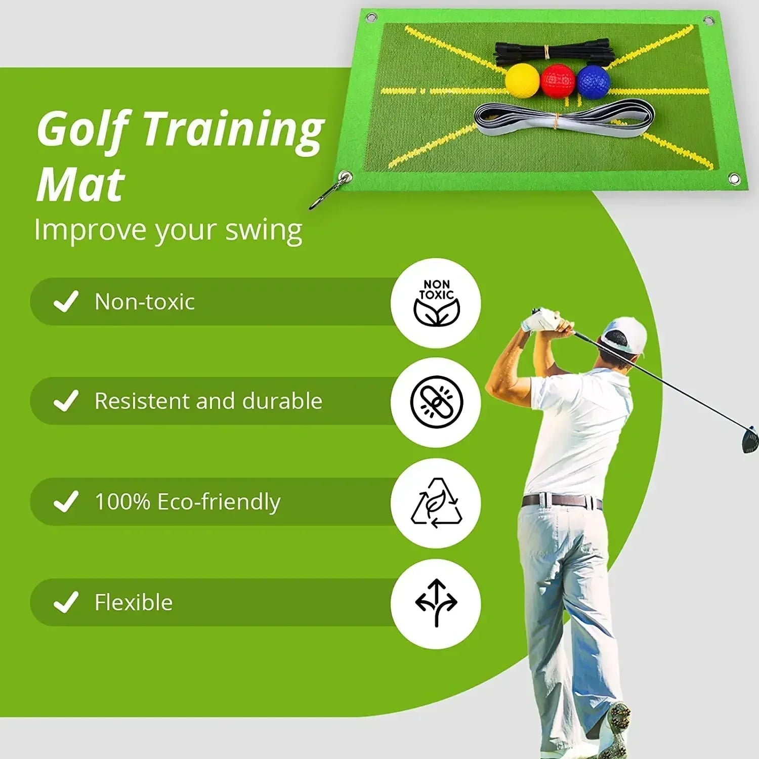 Golf Training Mat for Swing Detection Batting Path Feedback Practice Hitting Mats Golf Training Aids Equipment Outdoor IndoorEstaliosFitEstaliosFit183651632;20260421;17768092520n6CJ