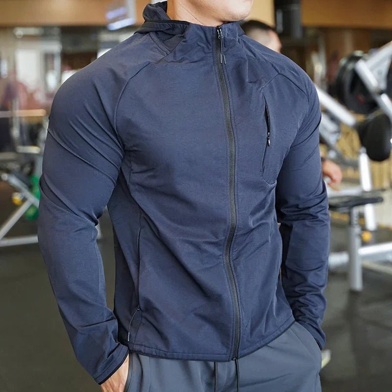 High Quality Nylon Sport Coat Mens Gym Fitness Hoodies Outdoor Workout Tops Hooded Training Running Zipped Jacket ClothesEstaliosFitEstaliosFit184449789;2026057;17781804086iYSj
