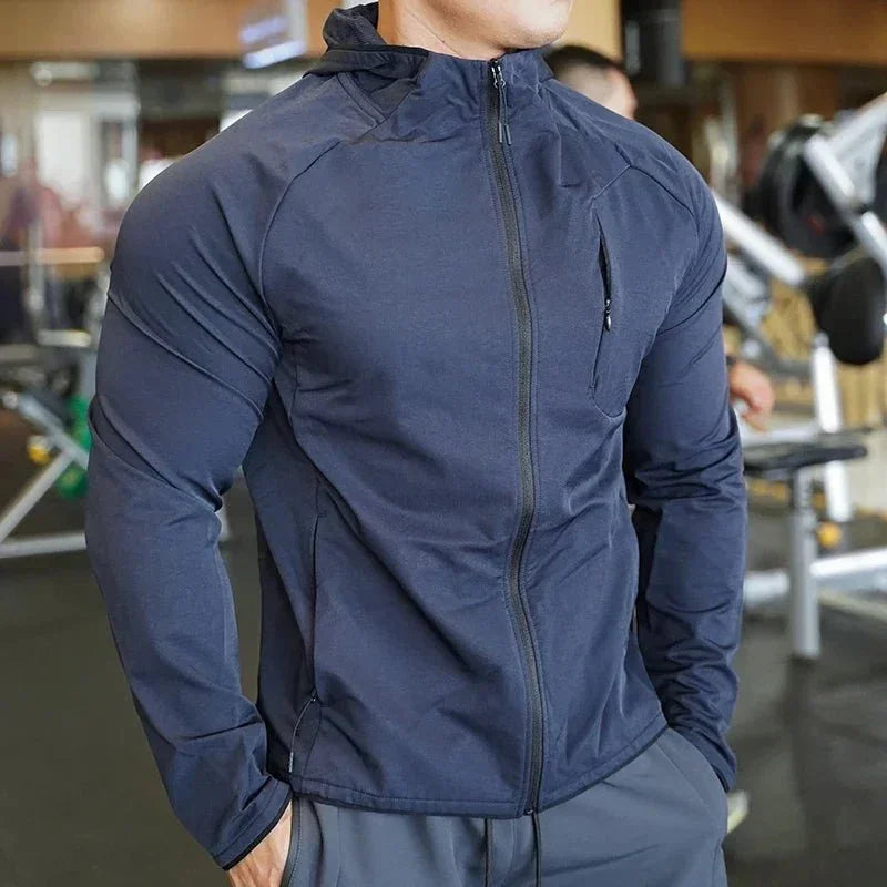 High Quality Nylon Sport Coat Mens Gym Fitness Hoodies Outdoor Workout Tops Hooded Training Running Zipped Jacket ClothesEstaliosFitEstaliosFit184449765;2026057;1778180405Pxltk