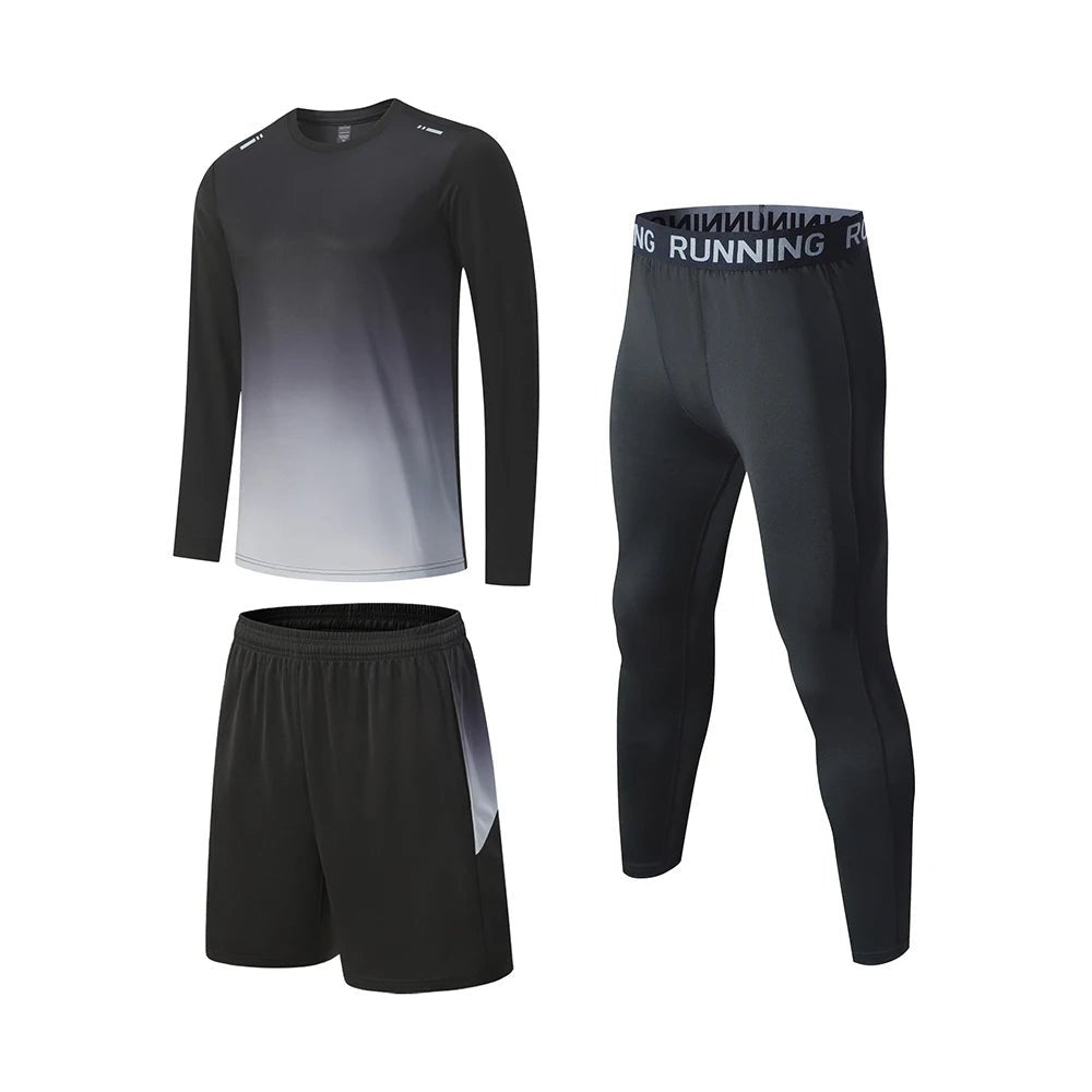 Men's Elastic Compression Bodybuilding Sportswear Gym Fitness Shirts Long - Sleeved Workout Clothes Tights Pants and Running TrackEstaliosFitEstaliosFit184450172;2026057;1778180433bNEMG
