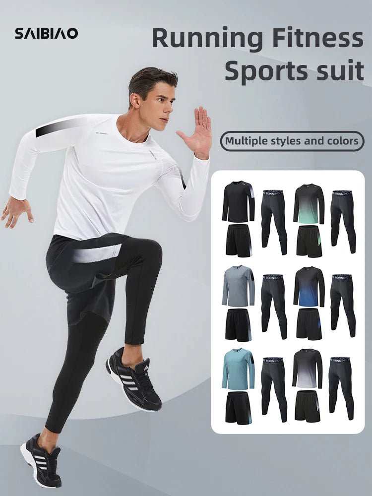 Men's Elastic Compression Bodybuilding Sportswear Gym Fitness Shirts Long - Sleeved Workout Clothes Tights Pants and Running TrackEstaliosFitEstaliosFit184450168;2026057;177818043376Uqg