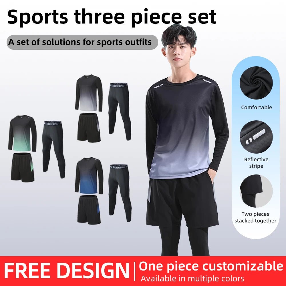 Men's Elastic Compression Bodybuilding Sportswear Gym Fitness Shirts Long - Sleeved Workout Clothes Tights Pants and Running TrackEstaliosFitEstaliosFit184450168;2026057;177818043376Uqg