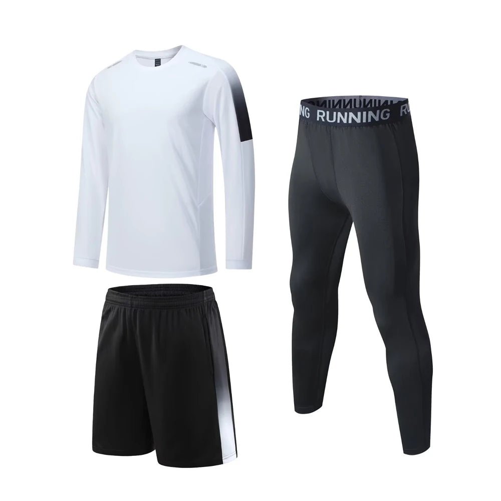 Men's Elastic Compression Bodybuilding Sportswear Gym Fitness Shirts Long - Sleeved Workout Clothes Tights Pants and Running TrackEstaliosFitEstaliosFit184450174;2026057;1778180433BOfA4