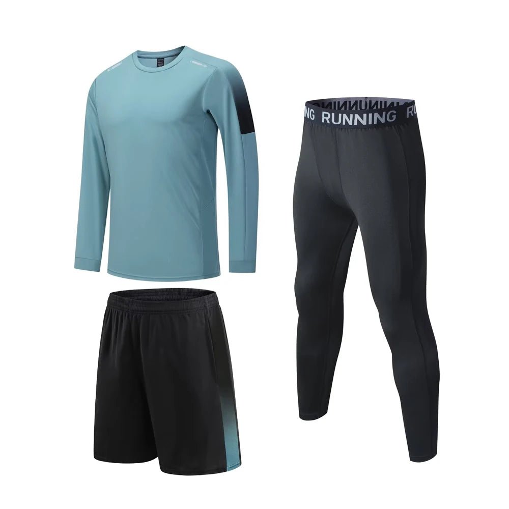Men's Elastic Compression Bodybuilding Sportswear Gym Fitness Shirts Long - Sleeved Workout Clothes Tights Pants and Running TrackEstaliosFitEstaliosFit184450168;2026057;177818043376Uqg
