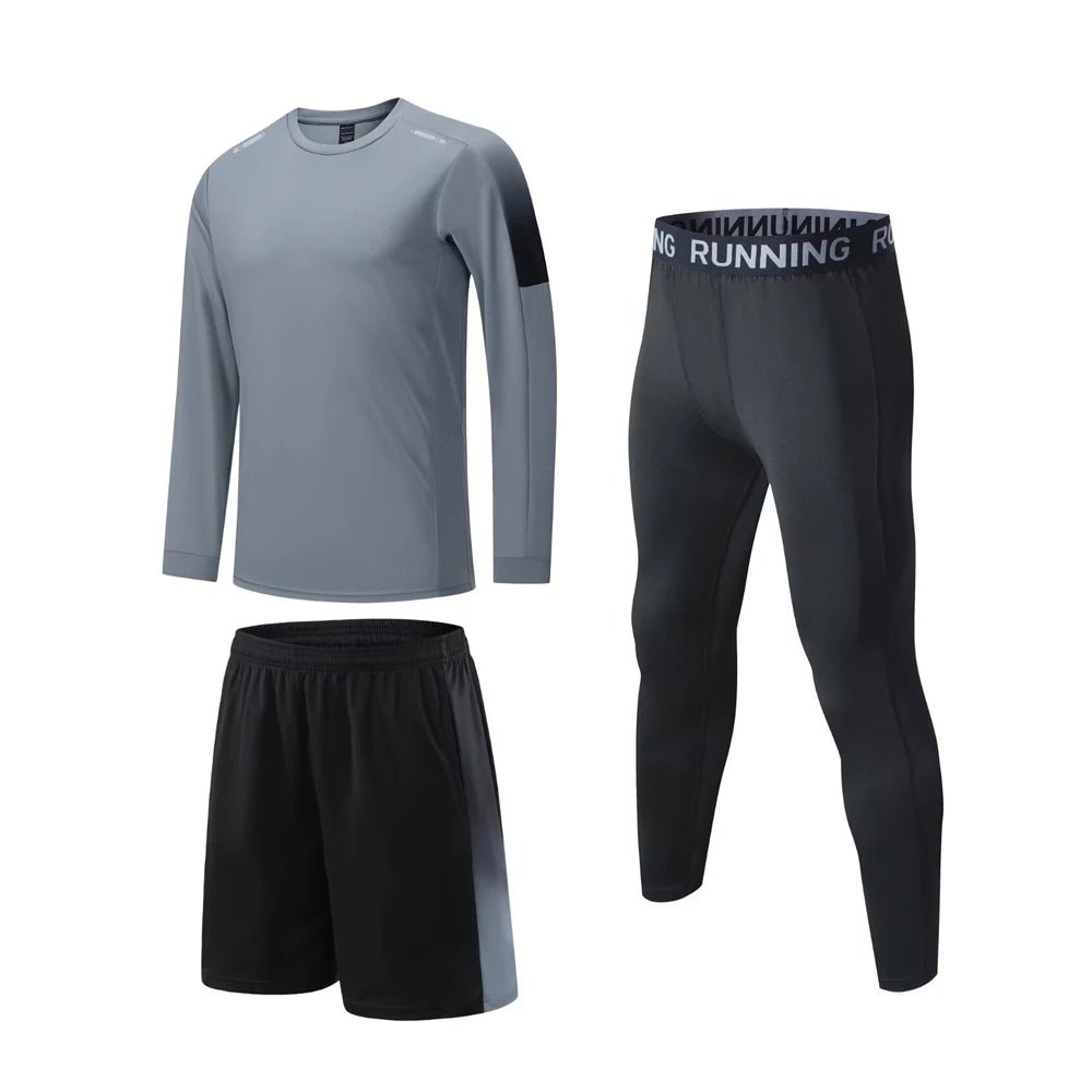 Men's Elastic Compression Bodybuilding Sportswear Gym Fitness Shirts Long - Sleeved Workout Clothes Tights Pants and Running TrackEstaliosFitEstaliosFit184450169;2026057;177818043322PTM