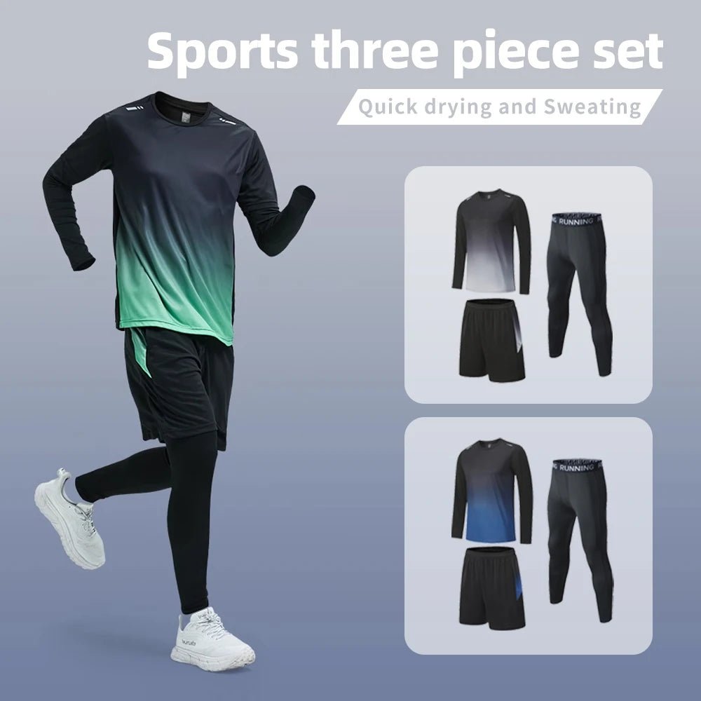 Men's Elastic Compression Bodybuilding Sportswear Gym Fitness Shirts Long - Sleeved Workout Clothes Tights Pants and Running TrackEstaliosFitEstaliosFit184450168;2026057;177818043376Uqg