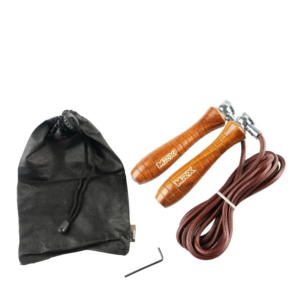 MRX Weighted Leather Jump Rope Heavy Duty Wood HandleMRX ProductsJump RopesEstaliosFit584-BRN
